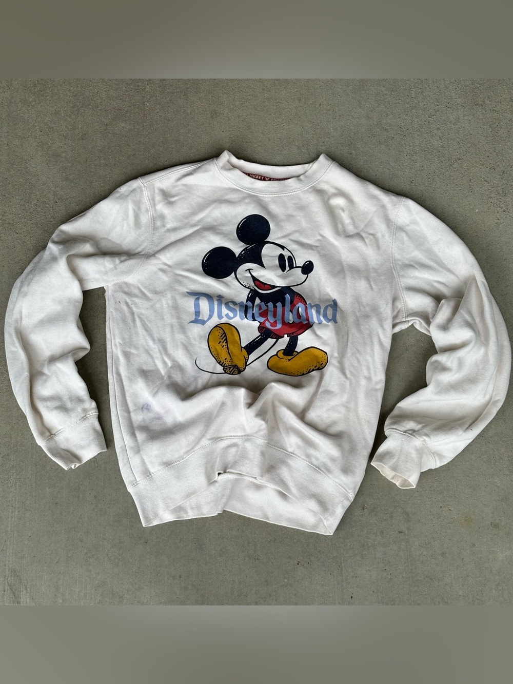 Disney Mickey Mouse Disneyland White Crewneck Sweatshirt Adult Unisex Sz S